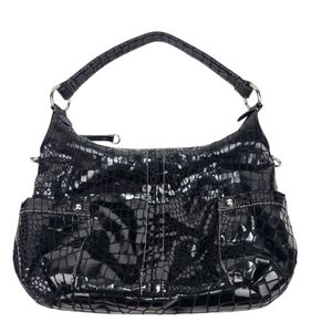 Elegant Black Crocodile Pattern Handbag